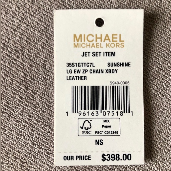 🎉HP🎉MICHAEL KORS • Jet Set Crossbody Large Leather Zip Bag in Sunshine • NWT - Picture 6 of 9